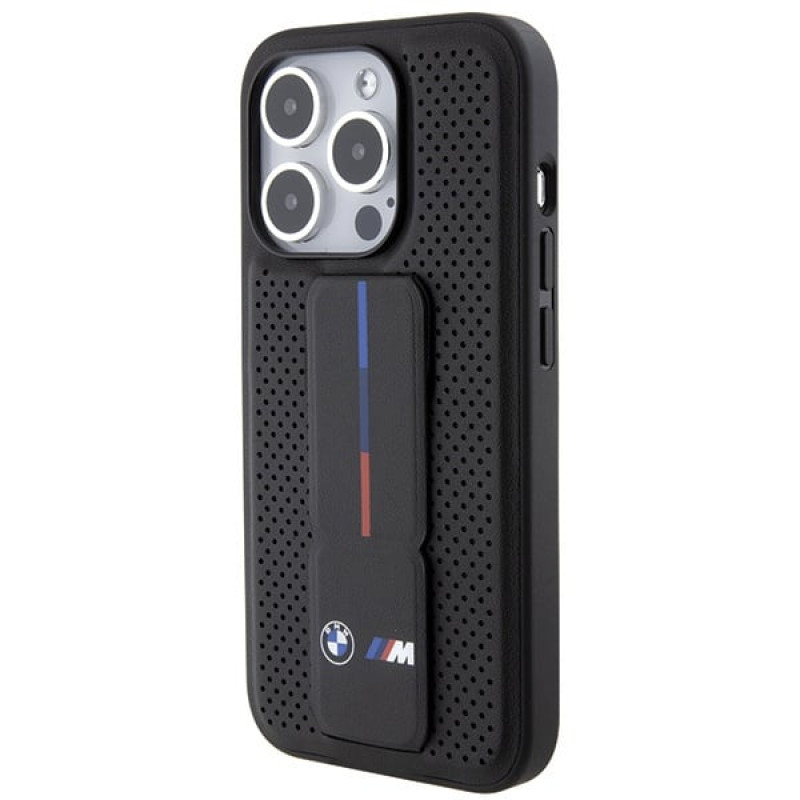 BMW BMHCP15LGSPPRK Apple iPhone 15 Pro kõvakate Grip Stand Smooth & Perforated, must