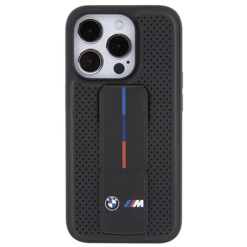 BMW BMHCP15LGSPPRK Apple iPhone 15 Pro kõvakate Grip Stand Smooth & Perforated, must