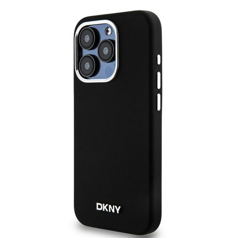 DKNY Apple iPhone 15 Pro kõvakate Liquid Silicone Small Metal Logo MagSafe, must