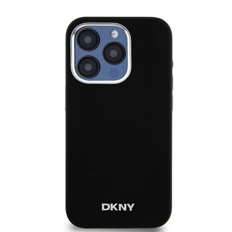 DKNY Apple iPhone 15 Pro kõvakate Liquid Silicone Small Metal Logo MagSafe, must