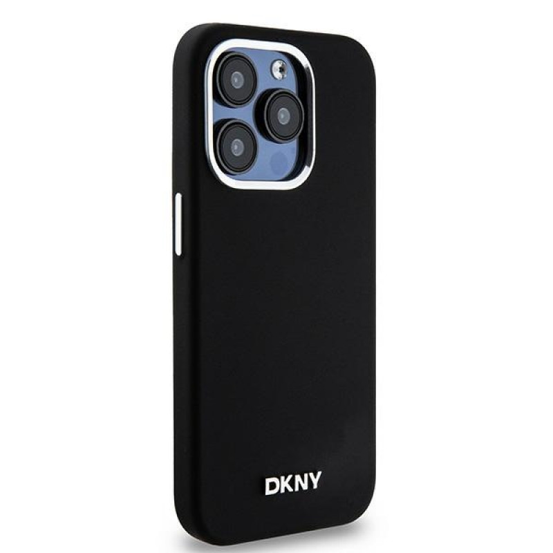 DKNY Apple iPhone 15 Pro kõvakate Liquid Silicone Small Metal Logo MagSafe, must