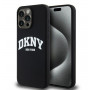 DKNY Apple iPhone 15 Pro Maxi kõvakate Liquid Silicone White Printed Logo MagSafe, must