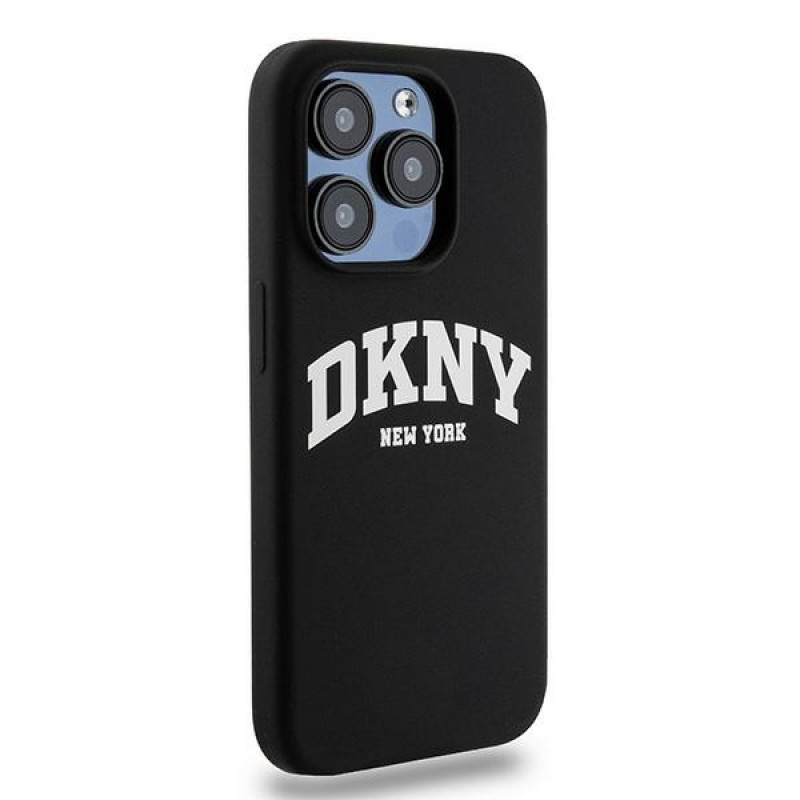 DKNY Apple iPhone 14 Pro kõvakate Liquid Silicone White Printed Logo MagSafe, must