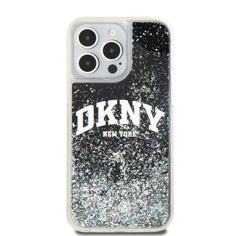 DKNY Apple iPhone 15 Pro Maxi kõvakate Liquid Glitter Big Logo, must