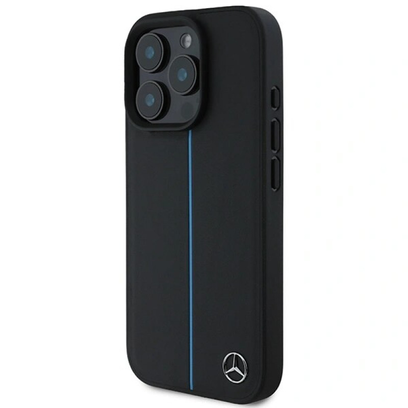 Mercedes MEHMP16L23RURBK Apple iPhone 16 Pro kõvakate MB Blue Line Leather MagSafe, must