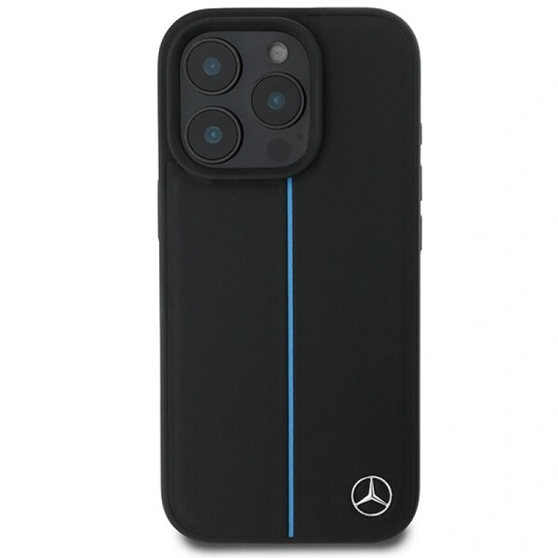 Mercedes MEHMP16L23RURBK Apple iPhone 16 Pro kõvakate MB Blue Line Leather MagSafe, must