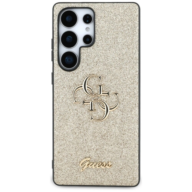 Guess Fixed Glitter Big 4G Metal Logo kõvakate Samsung Galaxy S25 Ultra jaoks, kuldne