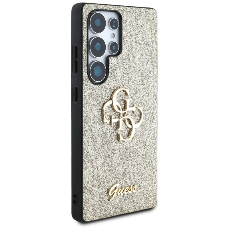 Guess Fixed Glitter Big 4G Metal Logo kõvakate Samsung Galaxy S25 Ultra jaoks, kuldne
