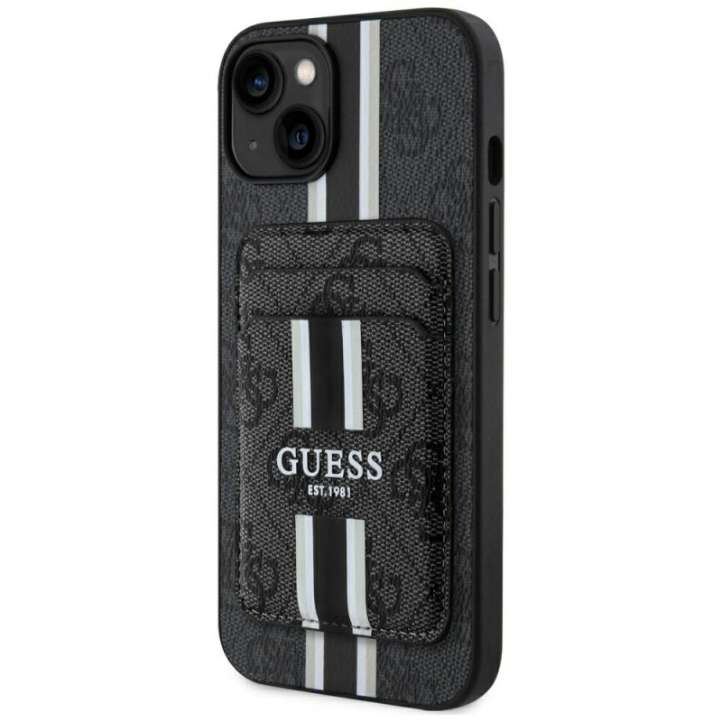 Guess 4G Stripes MagSafe Wallet kaitsekott Apple iPhone 15-le, must
