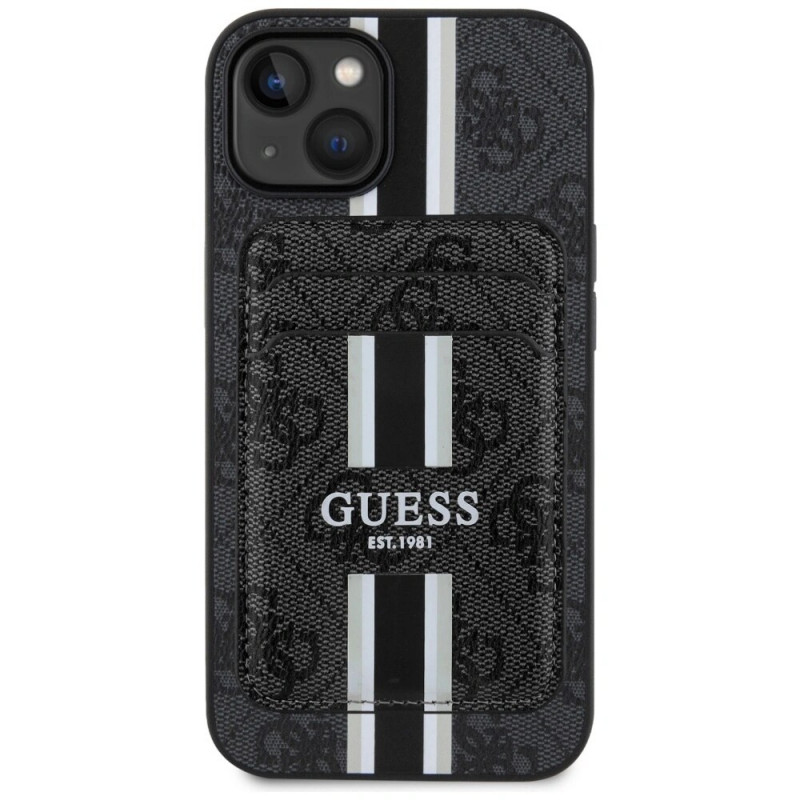 Guess 4G Stripes MagSafe Wallet kaitsekott Apple iPhone 15-le, must