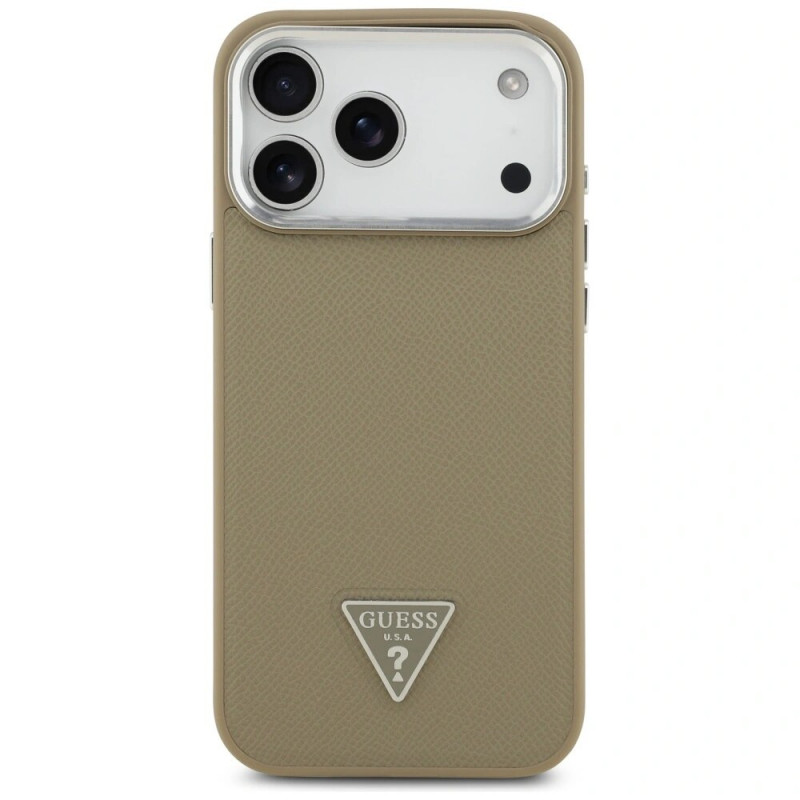 Guess Grained Triangle Logo MagSafe kõvakate Apple iPhone 17 Pro Max-le, pruun