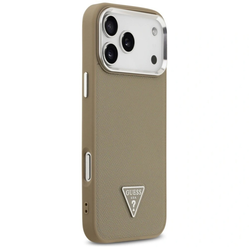 Guess Grained Triangle Logo MagSafe kõvakate Apple iPhone 17 Pro Max-le, pruun