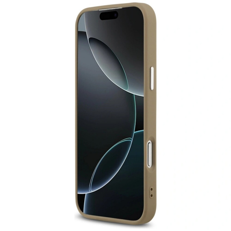 Guess Grained Triangle Logo MagSafe kõvakate Apple iPhone 17 Pro Max-le, pruun