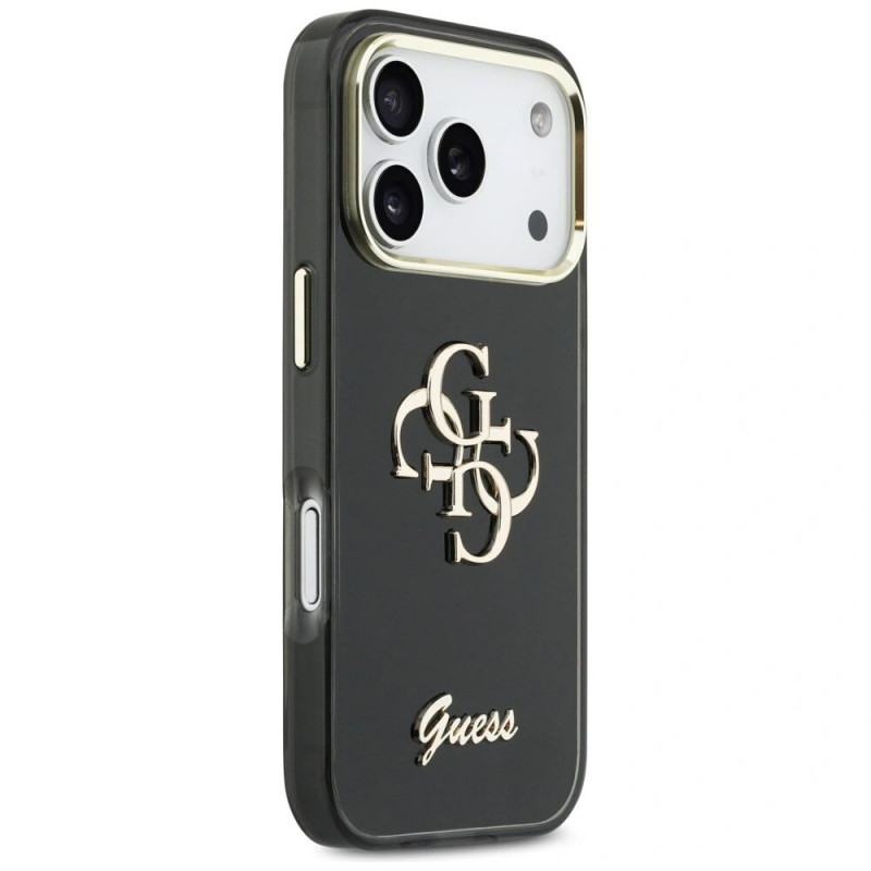 Guess GUE5344 IML 4G Script Metal kõvakate Apple iPhone 17 Pro Max-le, must