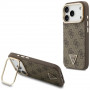 Guess 4G PU Triangle Logo & Stand Camera MagSafe kaitsekott Apple iPhone 18 Pro / 17 Pro jaoks, pruun