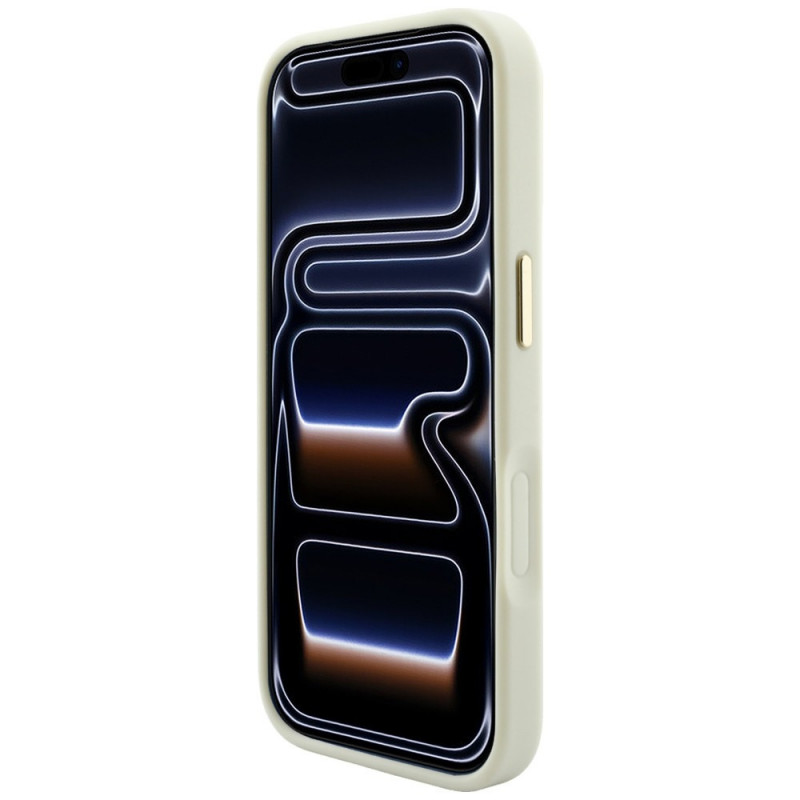 Guess Saffiano Peony & Ring MagSafe kaitsekott Apple iPhone 18 Pro / 17 Pro jaoks, beež