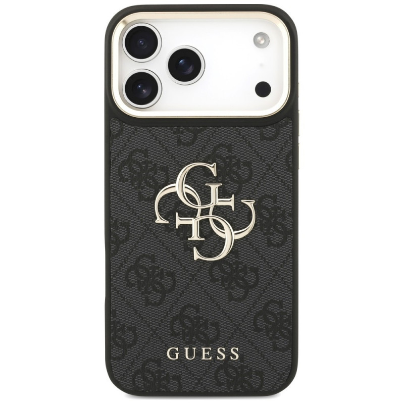 Guess 4G Big 4G Classic Logo Big Strap Metal Buttons kaitsekott rihmaga Apple iPhone 18 Pro Max / 17 Pro Max jaoks, must