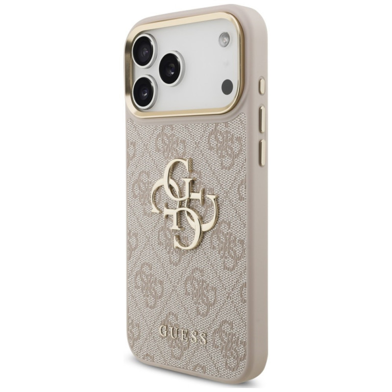 Guess 4G Big 4G Classic Logo Big Strap Metal Buttons kaitsekott rihmaga Apple iPhone 18 Pro Max / 17 Pro Max, roosa