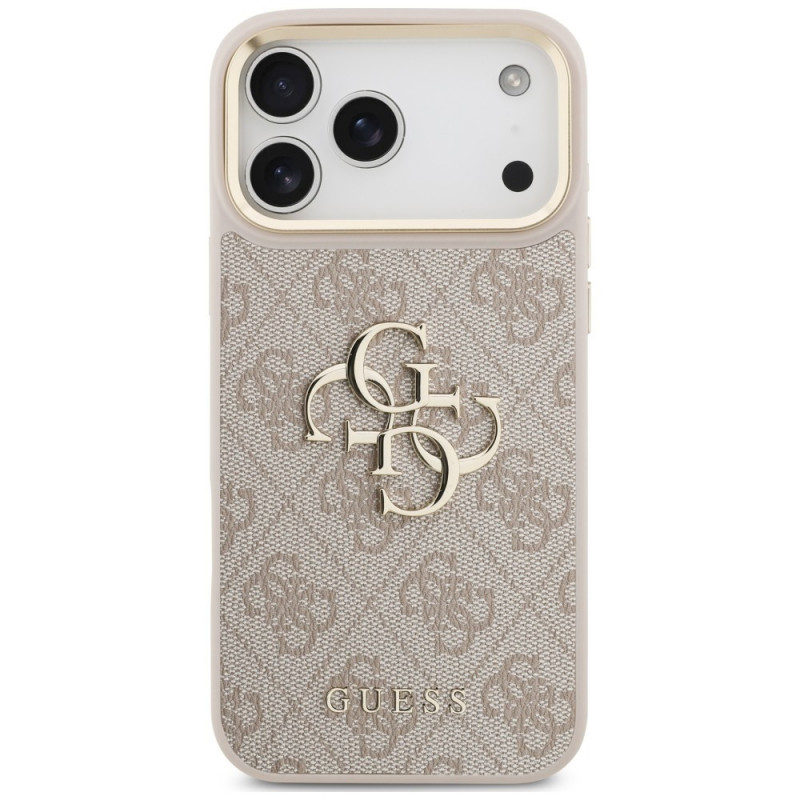 Guess 4G Big 4G Classic Logo Big Strap Metal Buttons kaitsekott rihmaga Apple iPhone 18 Pro Max / 17 Pro Max, roosa