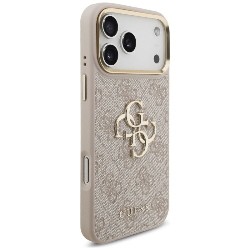 Guess 4G Big 4G Classic Logo Big Strap Metal Buttons kaitsekott rihmaga Apple iPhone 18 Pro Max / 17 Pro Max, roosa