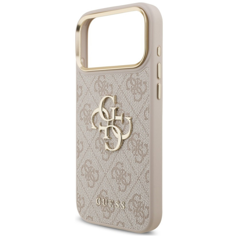 Guess 4G Big 4G Classic Logo Big Strap Metal Buttons kaitsekott rihmaga Apple iPhone 18 Pro Max / 17 Pro Max, roosa