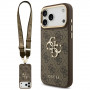 Guess 4G Big 4G Classic Logo Big Strap Metal Buttons kaitsekott rihmaga Apple iPhone 18 Pro Max / 17 Pro Max jaoks, pruun