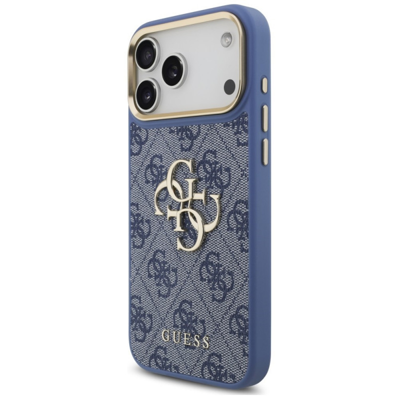 Guess 4G Big 4G Classic Logo Big Strap Metal Buttons kaitsekott rihmaga Apple iPhone 18 Pro Max / 17 Pro Max jaoks, sinine