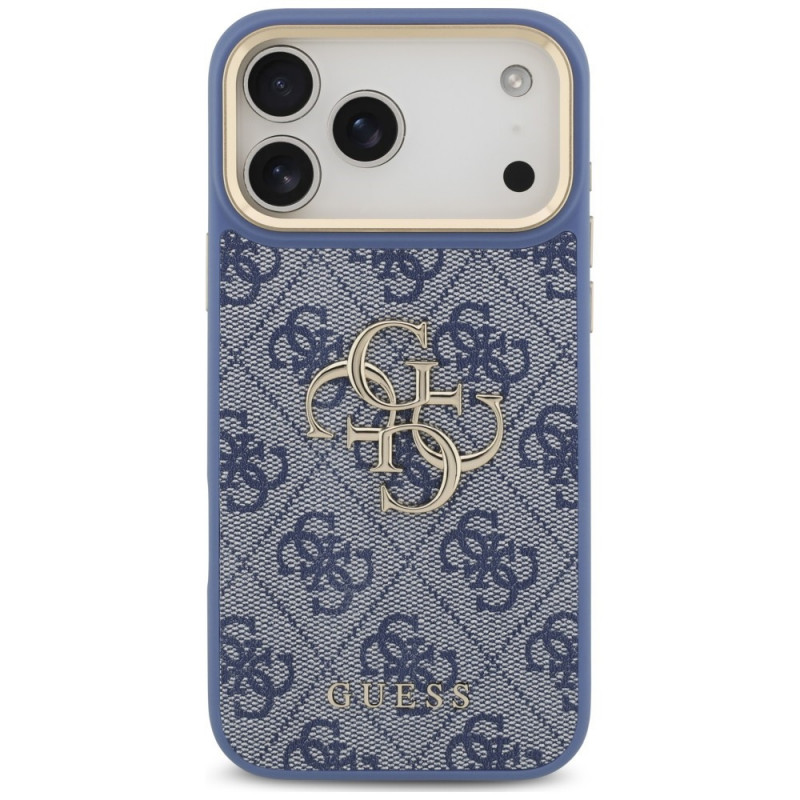 Guess 4G Big 4G Classic Logo Big Strap Metal Buttons kaitsekott rihmaga Apple iPhone 18 Pro Max / 17 Pro Max jaoks, sinine