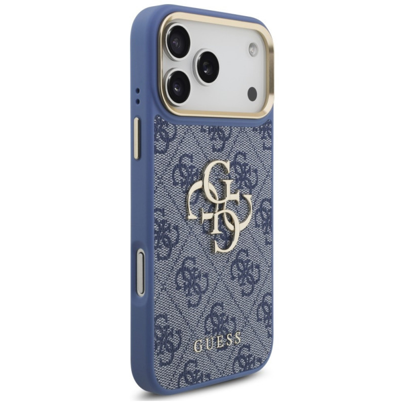 Guess 4G Big 4G Classic Logo Big Strap Metal Buttons kaitsekott rihmaga Apple iPhone 18 Pro Max / 17 Pro Max jaoks, sinine