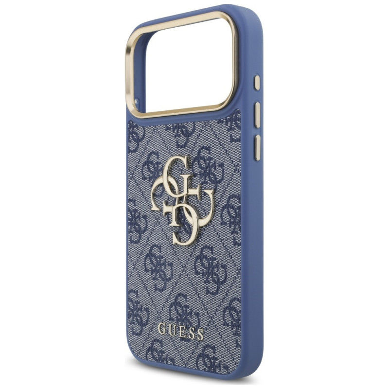 Guess 4G Big 4G Classic Logo Big Strap Metal Buttons kaitsekott rihmaga Apple iPhone 18 Pro Max / 17 Pro Max jaoks, sinine