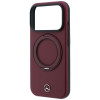 Mercedes-Benz Leather with Ring Stand MagSafe kaitsekott Apple iPhone 18 Pro / 17 Pro jaoks, burgundiapunane