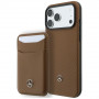 Mercedes-Benz Grill Pattern Leather MagSafe kaitsekott ja kaardihoidja komplekt Apple iPhone 18 Pro Max / 17 Pro Max, kaamel