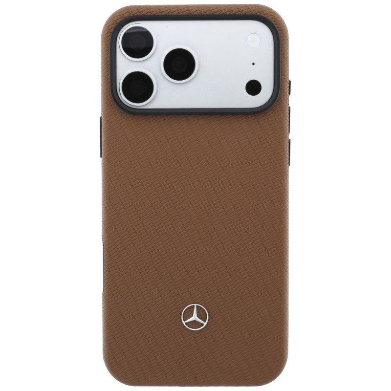 Mercedes-Benz Grill Pattern Leather MagSafe kaitsekott ja kaardihoidja komplekt Apple iPhone 18 Pro Max / 17 Pro Max, kaamel