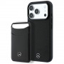 Mercedes-Benz kaitseümbris mustriga Grill Pattern ja kaardihoidjaga nahast MagSafe Apple iPhone 18 Pro Max / 17 Pro Max jaoks, must