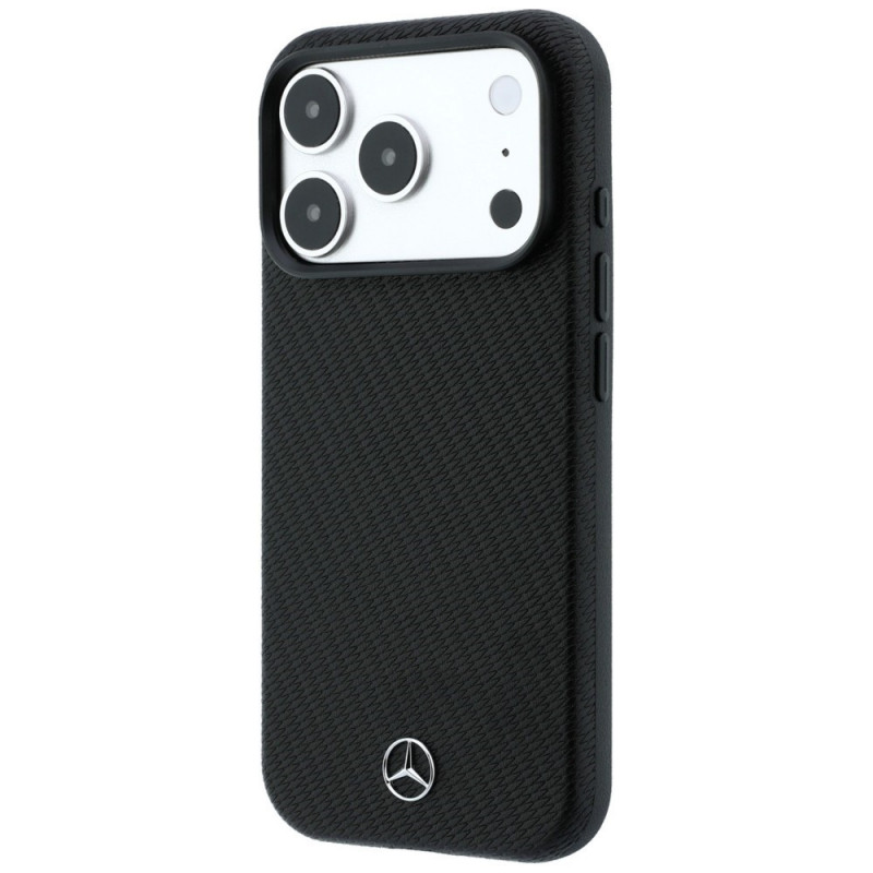 Mercedes-Benz kaitseümbris mustriga Grill Pattern ja kaardihoidjaga nahast MagSafe Apple iPhone 18 Pro Max / 17 Pro Max jaoks, must