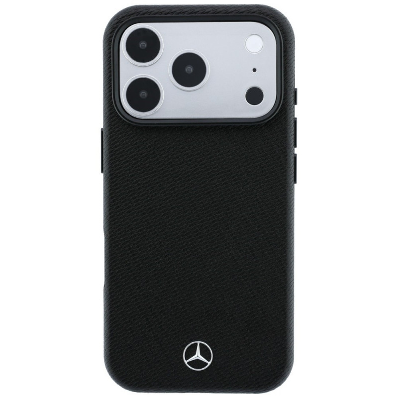 Mercedes-Benz kaitseümbris mustriga Grill Pattern ja kaardihoidjaga nahast MagSafe Apple iPhone 18 Pro Max / 17 Pro Max jaoks, must