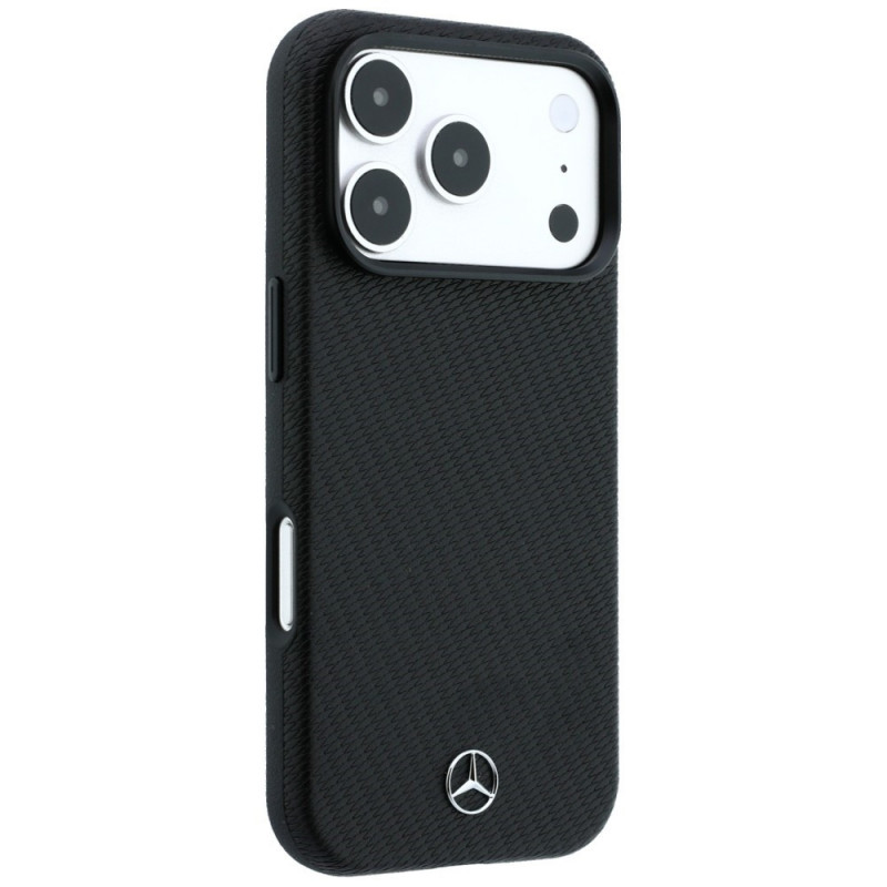 Mercedes-Benz kaitseümbris mustriga Grill Pattern ja kaardihoidjaga nahast MagSafe Apple iPhone 18 Pro Max / 17 Pro Max jaoks, must
