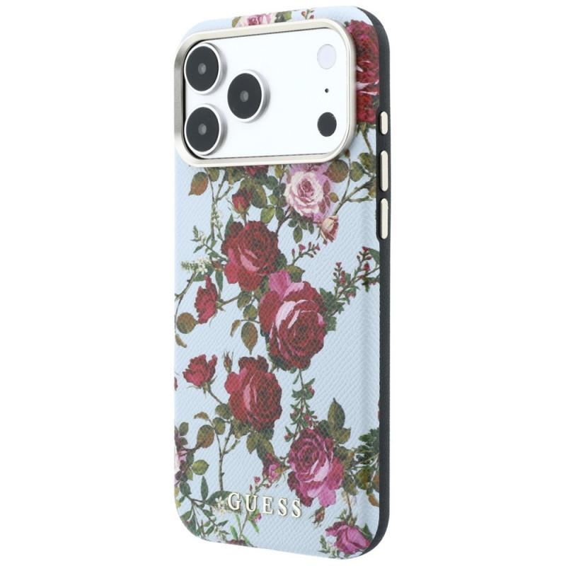 Guess GUE6026 Blossom Roses Print MagSafe kaitsekott Apple iPhone 18 Pro / 17 Pro jaoks, sinine