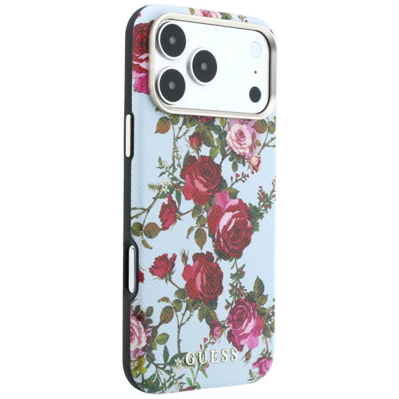 Guess GUE6026 Blossom Roses Print MagSafe kaitsekott Apple iPhone 18 Pro / 17 Pro jaoks, sinine