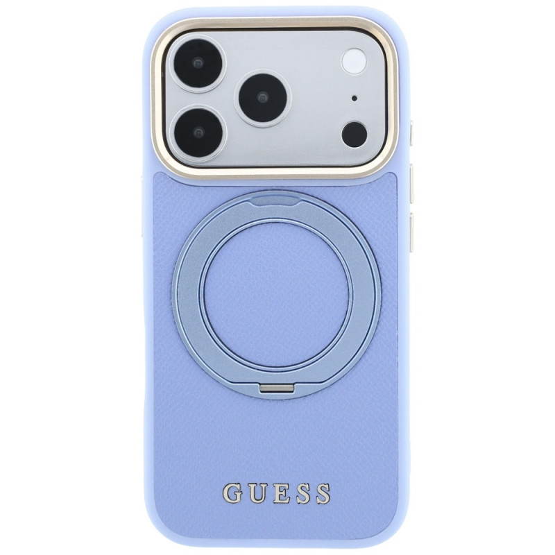 Guess Ring Stand 360 Grained Classic Logo MagSafe kaitsekott Apple iPhone 18 Pro Max / 17 Pro Max jaoks, helesinine