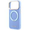 Guess Ring Stand 360 Grained Classic Logo MagSafe kaitsekott Apple iPhone 18 Pro / 17 Pro jaoks, helesinine