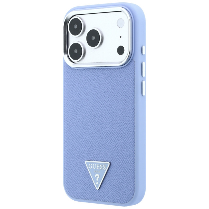 Guess Grained Triangle Logo MagSafe kõvakate Apple iPhone 18 Pro / 17 Pro jaoks, sinine