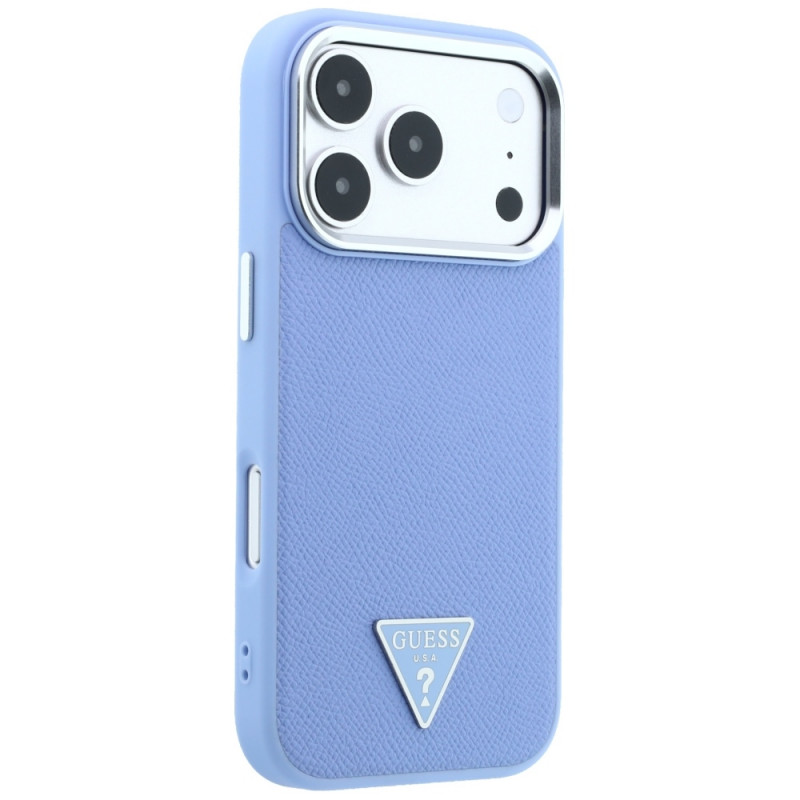 Guess Grained Triangle Logo MagSafe kõvakate Apple iPhone 18 Pro / 17 Pro jaoks, sinine