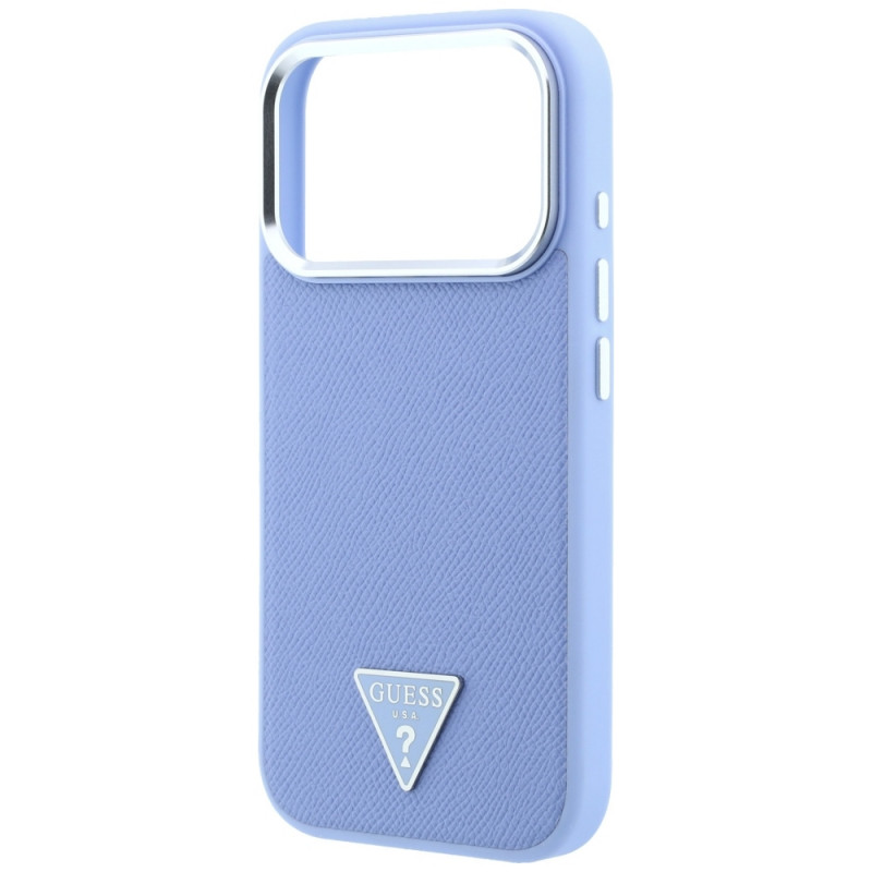 Guess Grained Triangle Logo MagSafe kõvakate Apple iPhone 18 Pro / 17 Pro jaoks, sinine