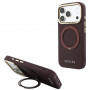 Guess Ring Stand 360 Grained Classic Logo MagSafe kaitsekott Apple iPhone 18 Pro / 17 Pro jaoks, burgundiapunane
