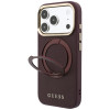 Guess Ring Stand 360 Grained Classic Logo MagSafe kaitsekott Apple iPhone 18 Pro / 17 Pro jaoks, burgundiapunane