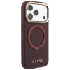 Guess Ring Stand 360 Grained Classic Logo MagSafe kaitsekott Apple iPhone 18 Pro / 17 Pro jaoks, burgundiapunane