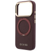 Guess Ring Stand 360 Grained Classic Logo MagSafe kaitsekott Apple iPhone 18 Pro / 17 Pro jaoks, burgundiapunane