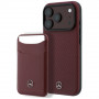 Mercedes-Benz Grill Pattern Leather MagSafe kaitsekott ja kaardirahakott komplekt Apple iPhone 18 Pro / 17 Pro jaoks, burgundy