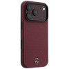 Mercedes-Benz Grill Pattern Leather MagSafe kaitsekott ja kaardirahakott komplekt Apple iPhone 18 Pro / 17 Pro jaoks, burgundy